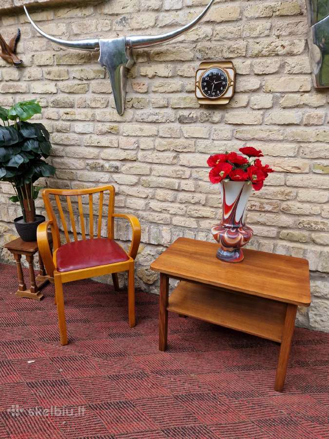 Vintažinis Art Deco riešutmedžio kavos staliukas - nuotraukos Nr. 21