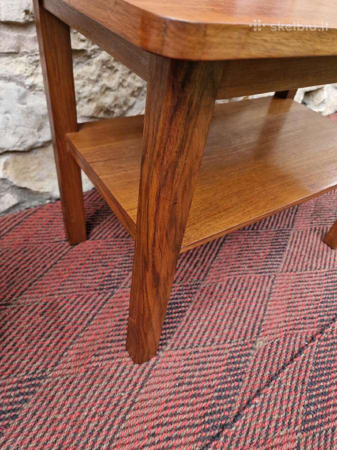 Vintažinis Art Deco riešutmedžio kavos staliukas - nuotraukos Nr. 24