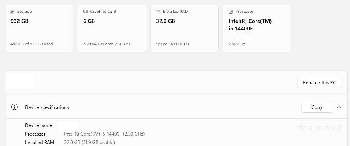 32gb Ddr4 I5-14400f Geforce Rtx 3050 Kompiuteris - nuotraukos Nr. 2