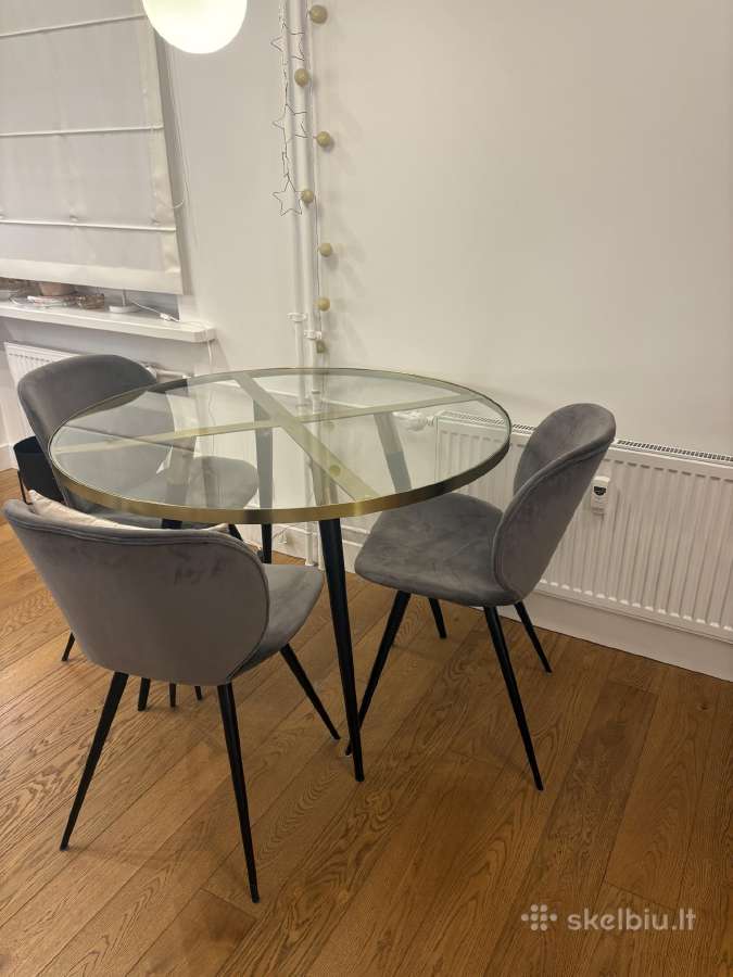 Apvalus 110cm stiklinis midcentury stalas - nuotraukos Nr. 2