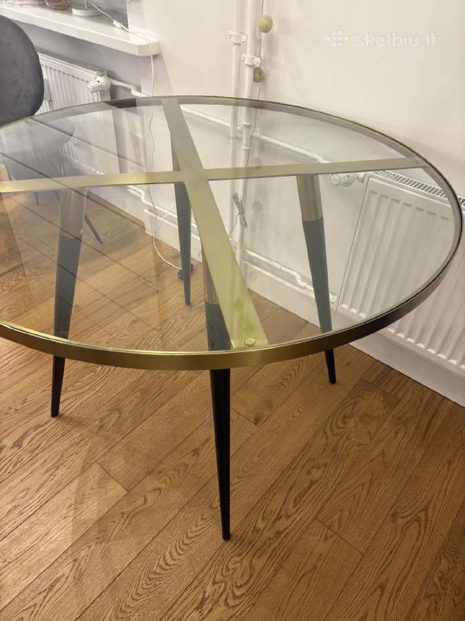 Apvalus 110cm stiklinis midcentury stalas - nuotraukos Nr. 3