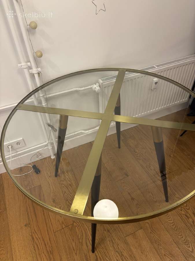 Apvalus 110cm stiklinis midcentury stalas - nuotraukos Nr. 4
