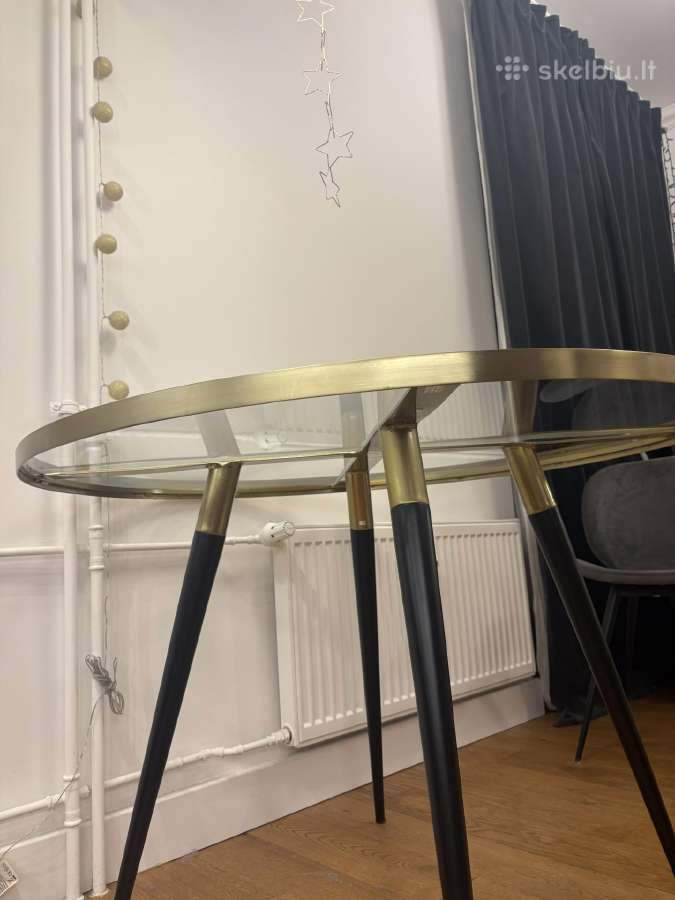 Apvalus 110cm stiklinis midcentury stalas - nuotraukos Nr. 5