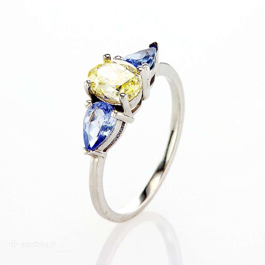 Žiedas su briliantu ir tanzanitais (1,87ct)