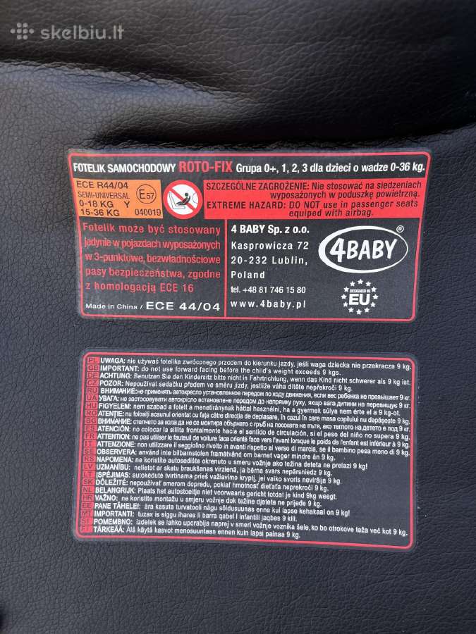 Parduodama automobilinė kėdutė 4baby Roto-fix - nuotraukos Nr. 7