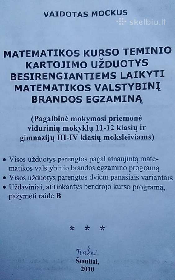 Matematikos kurso teminio kartojimo užduotys - nuotraukos Nr. 2