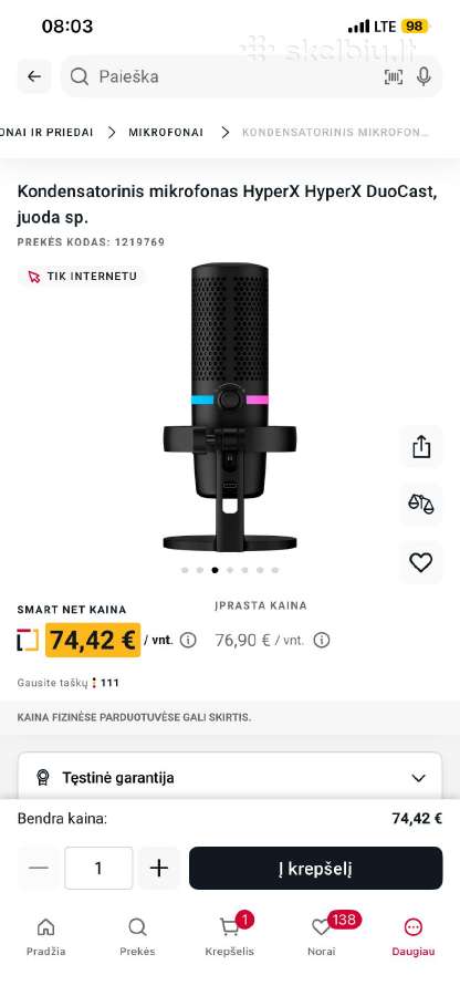 Hyperx duocast mikrafonas