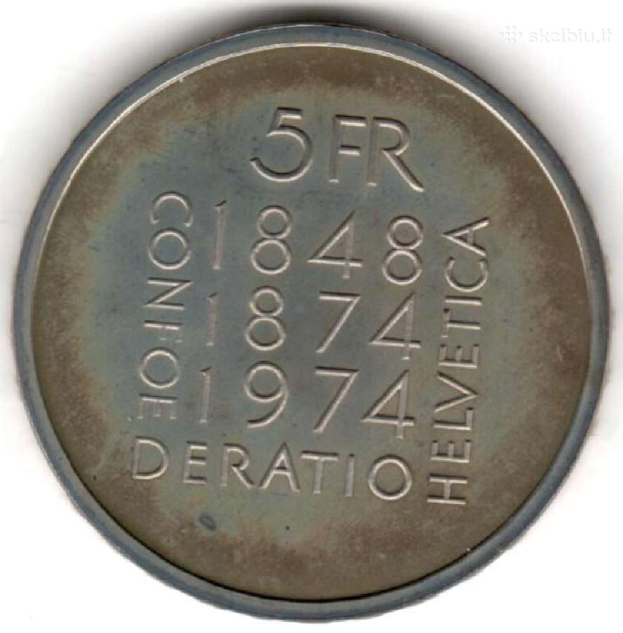 Sveicarija 5 francs 1974 km52 proof - nuotraukos Nr. 2