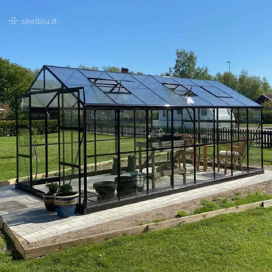 Stiklinis šiltnamis iš Švedijos 12,7m²