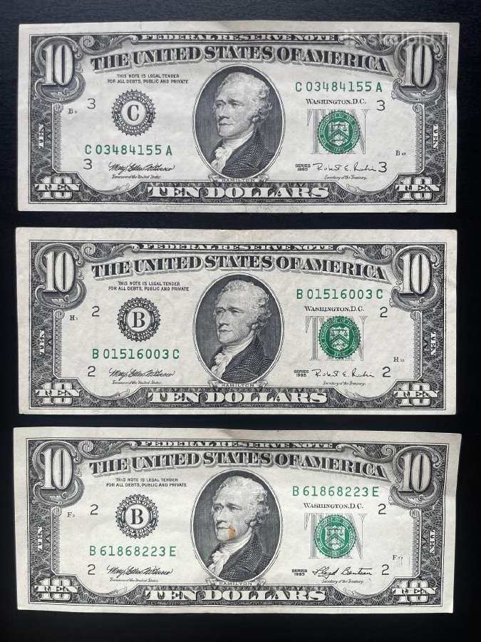 Dešimt dolerių 10$ ten dollar bill 1993/5 Hamilton