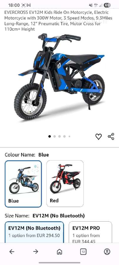 Vaikiškas elektrinis krosinis motocikliukas