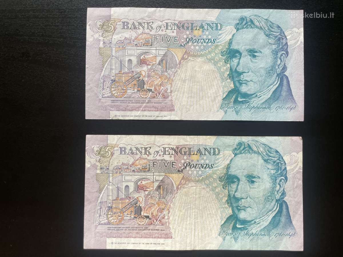 Penki svarai sterlingai £5 five pound note 1990 - nuotraukos Nr. 2