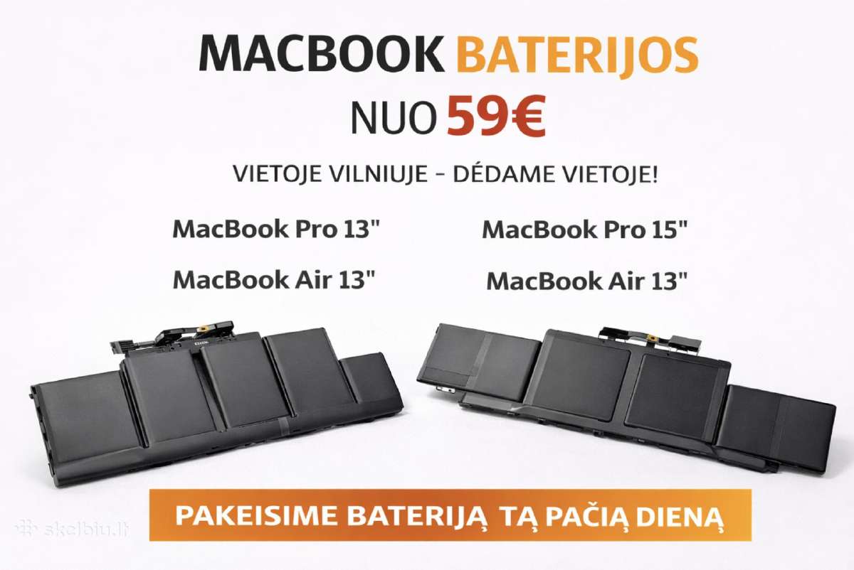 MacBook Baterijos Vilniuje