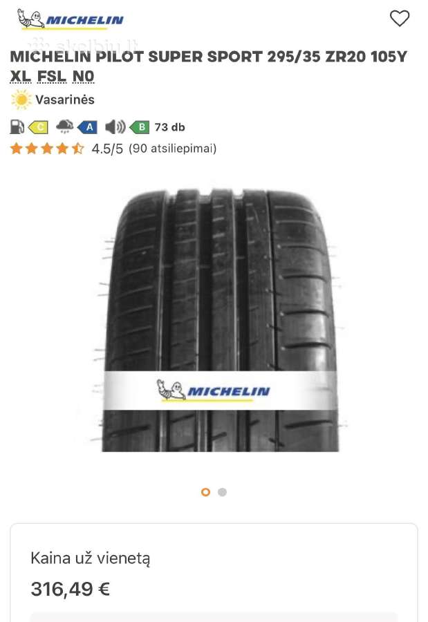 Michelin Pilot Super Sport 295/35/r20 2 vnt - nuotraukos Nr. 4