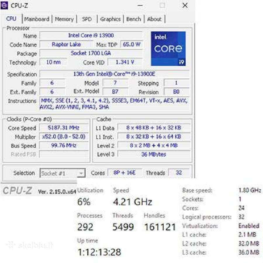 Intel core i9 13900e procesorius (Lga1700)