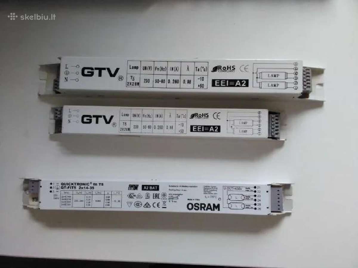 Parduodami Elektroniniai Balastai T5 2x28w