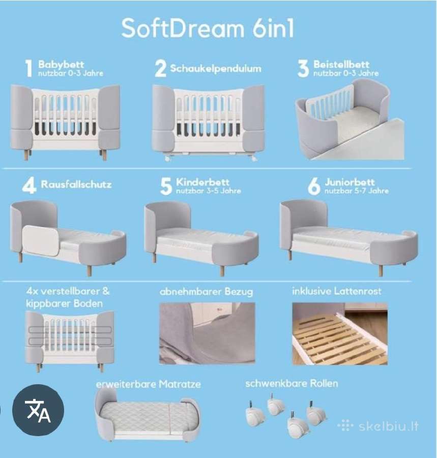 Vaikiška auganti lova Comfortbaby ellipse 6 in 1 - nuotraukos Nr. 8