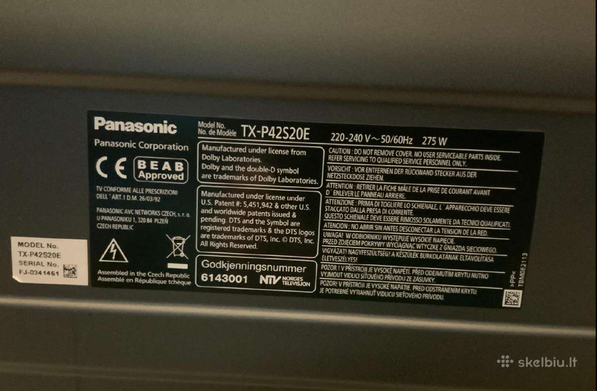 Parduodamas Panasonic Tx-p42s20e Viera televizoriu - nuotraukos Nr. 4
