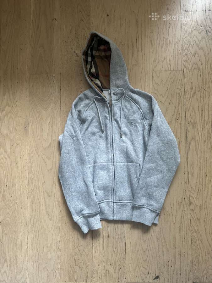 Pilkas Burberry džemperis su užtrauktuku vyrams
