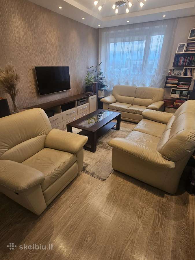 Svetainės baldų komplektas 3+2+1 su miegama dalimi