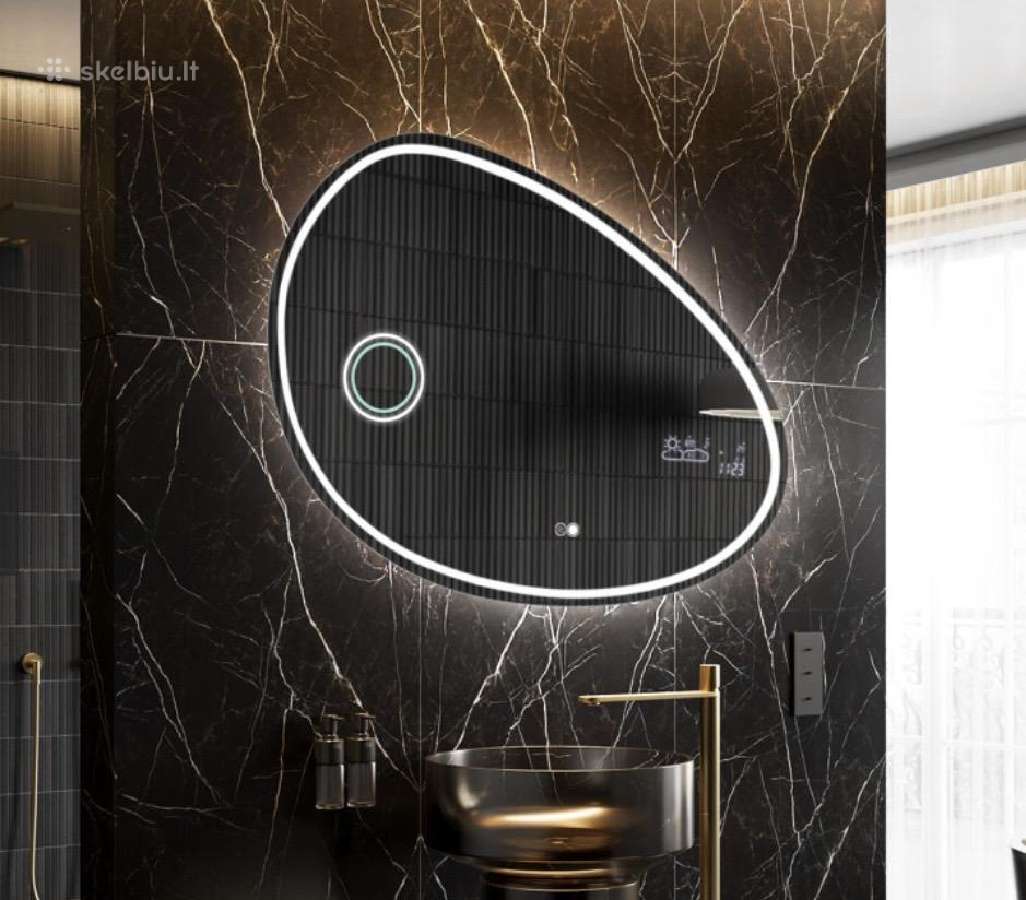 Akmenuko formos LED veidrodis