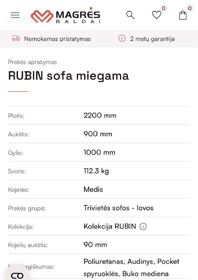 Dvi sofos - Magrės Rubin - nuotraukos Nr. 3