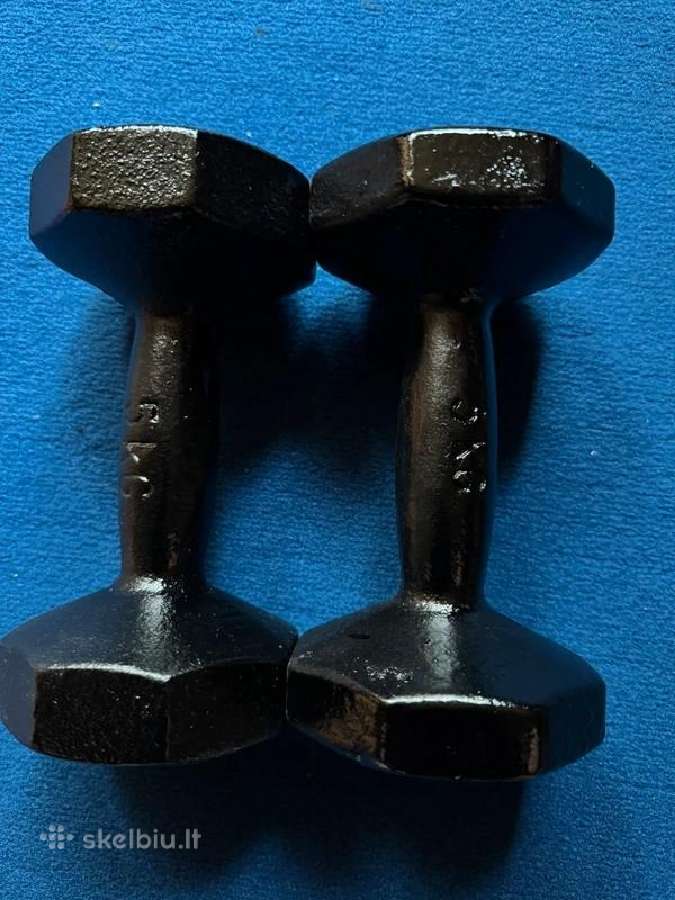 2 senoviniai po 5 kg metaliniai spizinia hanteliai - nuotraukos Nr. 2