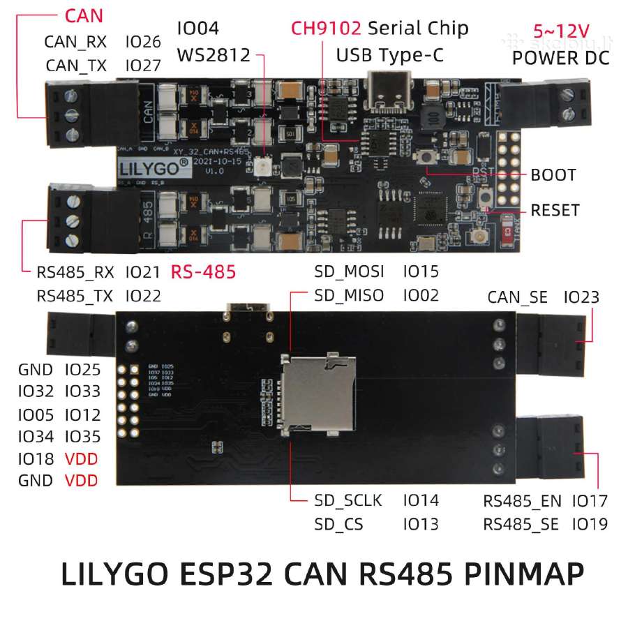 Lilygo T-can485 Esp32 Rs485 Can plokštė - nuotraukos Nr. 3