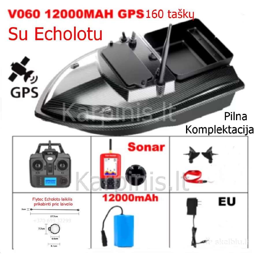 Flytec laivelis V060. GPS 160 tšk. Echolotas