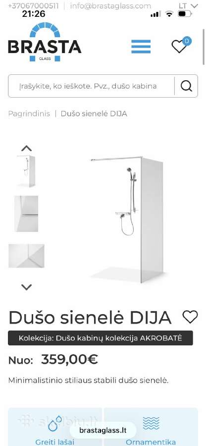 Parduodu duso sienele Brasta Glass Dija