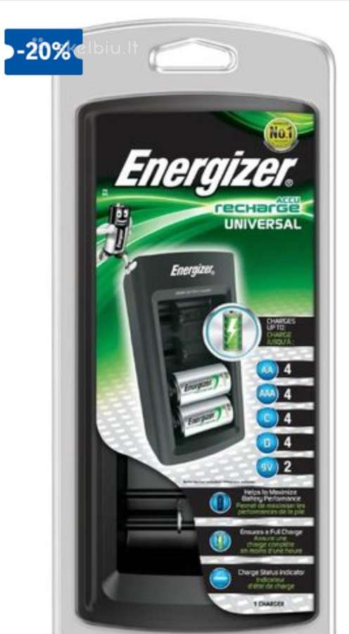 Energizer universalus elementų įkroviklis. Naujas