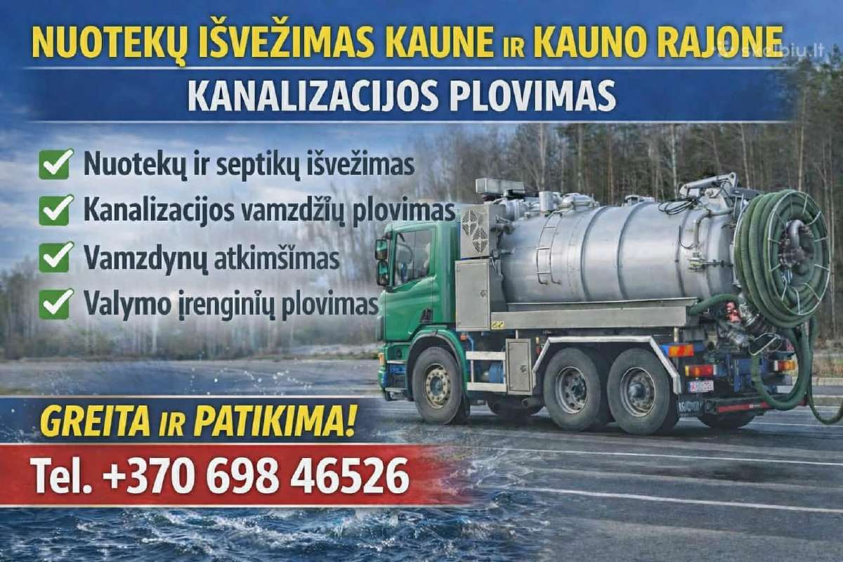 Nuotekų išvežimas Kaune ir Kauno rajone