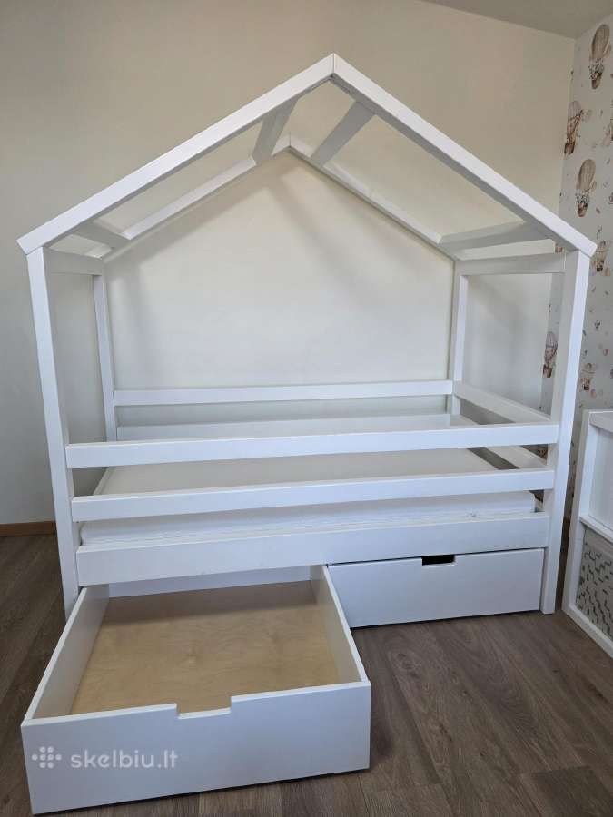 Vaikiška lova/namelis su čiužiniu 80x160 - nuotraukos Nr. 2
