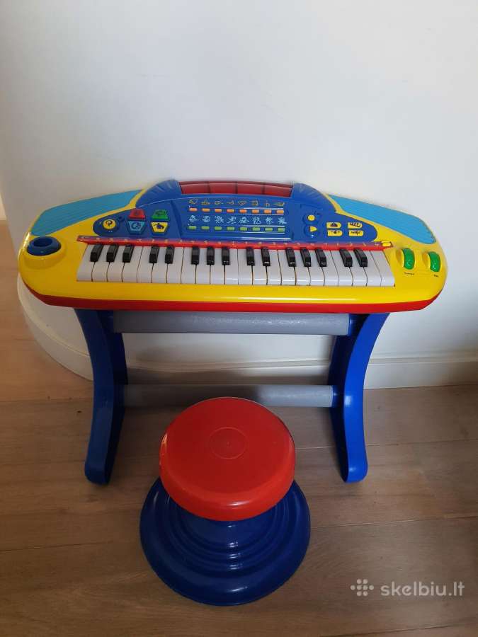 Vaikiška muzikinė klaviatūra su stovu ir kėdute. - nuotraukos Nr. 2