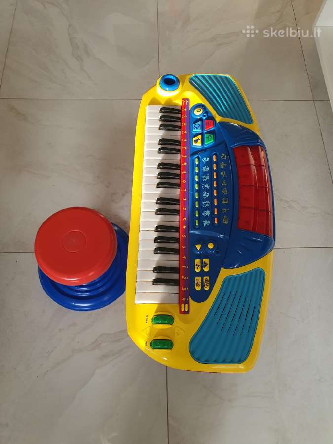 Vaikiška muzikinė klaviatūra su stovu ir kėdute. - nuotraukos Nr. 3