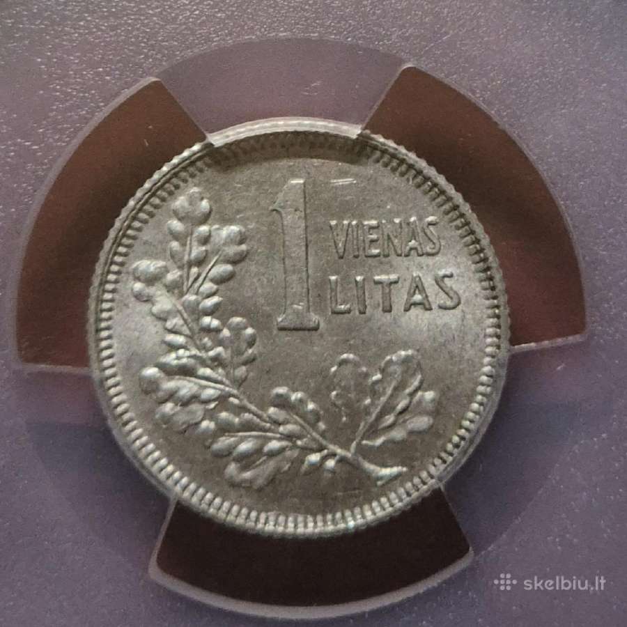 Sidabrinis 1925 m. 1 Litas. Pcgs Ms62.