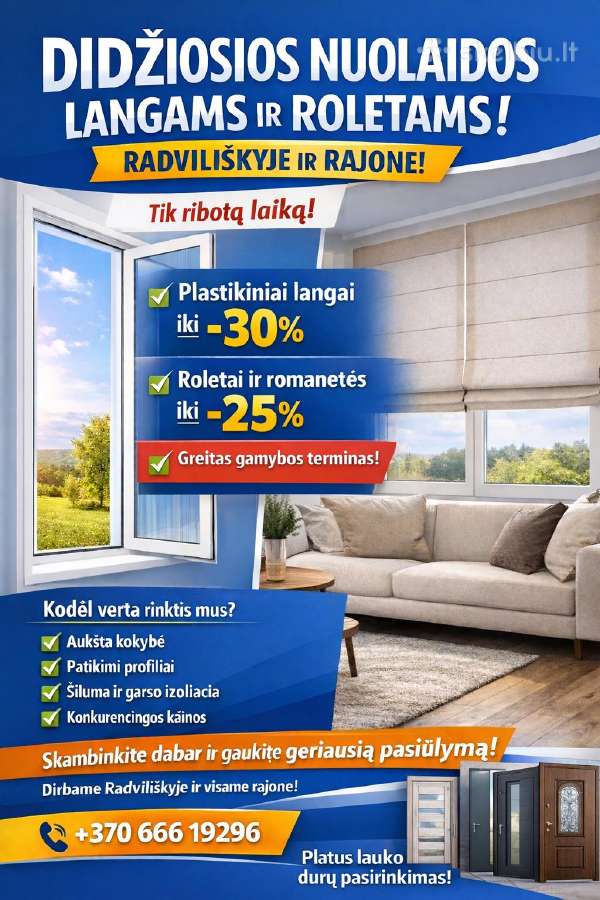 Langai Roletai Durys Akcija !