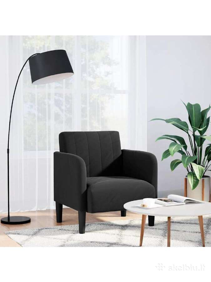 Sofa-fotelis su porankiais, juodas 54cm