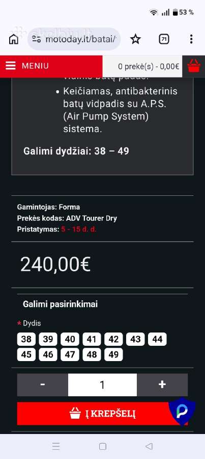 Forma rašoma 44,bet labiau 43 - nuotraukos Nr. 7