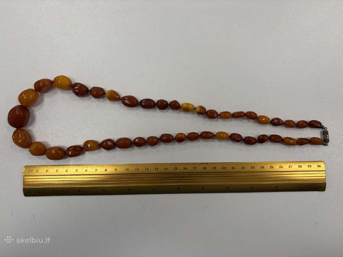 Antikvariniai gintaro karoliai, svoris 49 g - nuotraukos Nr. 5