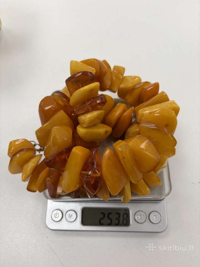 Masyvūs Antikvariniai Seni Gintaro karoliai 253 g - nuotraukos Nr. 2