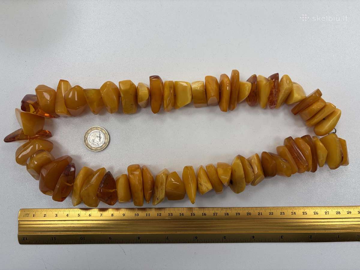 Masyvūs Antikvariniai Seni Gintaro karoliai 253 g - nuotraukos Nr. 4