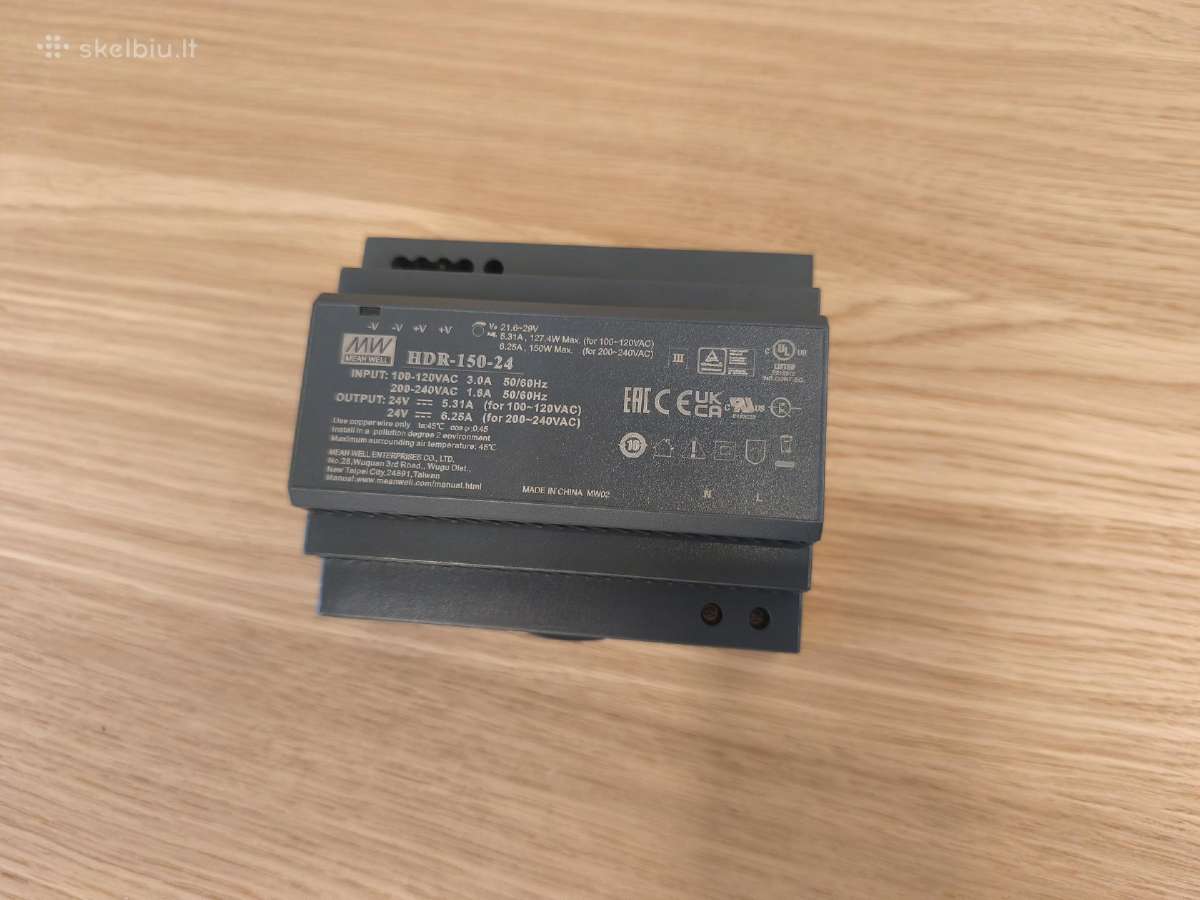 Meanwell hdr 150 24 150w 24v maitblokis
