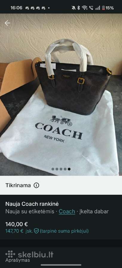 Nauja Coach rankinė su dust bag - nuotraukos Nr. 5