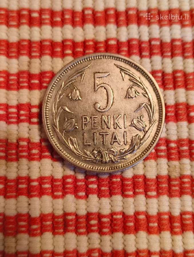 5 Litai Tulpė 1925 m. gero Stovio. Originalas - nuotraukos Nr. 4