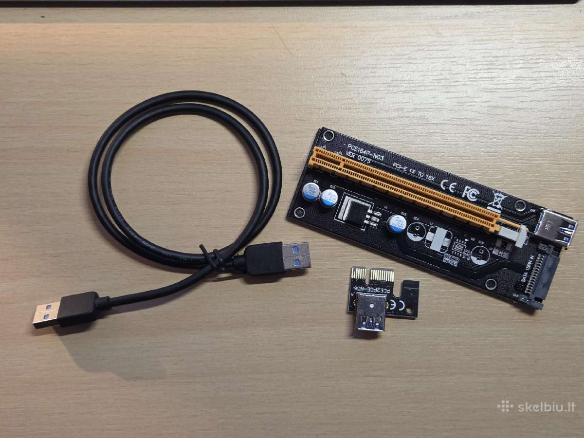 Nauj Riser 007s 006c Pci-e 1-16x Usb3 Sata, Molex - nuotraukos Nr. 7