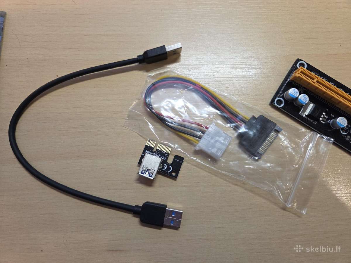 Nauj Riser 007s 006c Pci-e 1-16x Usb3 Sata, Molex - nuotraukos Nr. 2