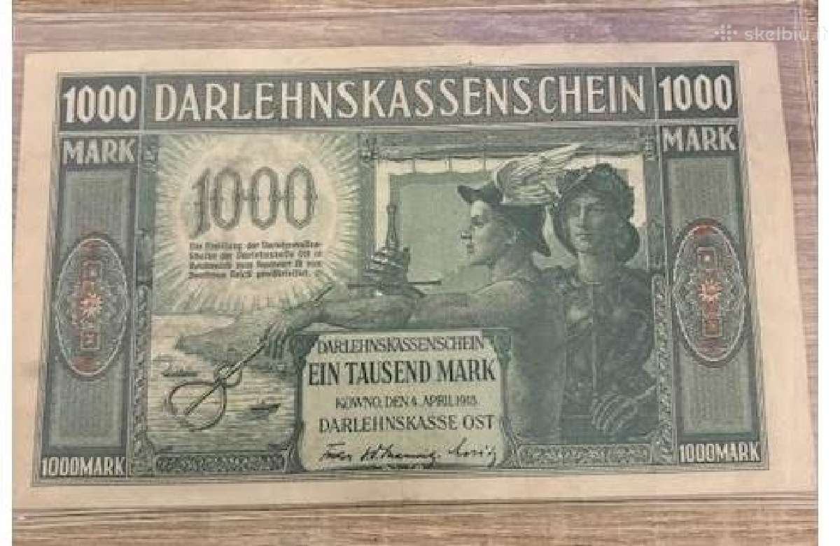 Banknotai 1000 Mark Kowno