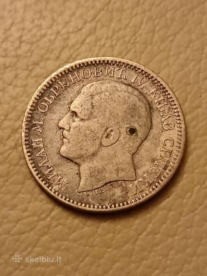 Sidabrinė 1879 m. Serbijos moneta – 2 dinarai - nuotraukos Nr. 2