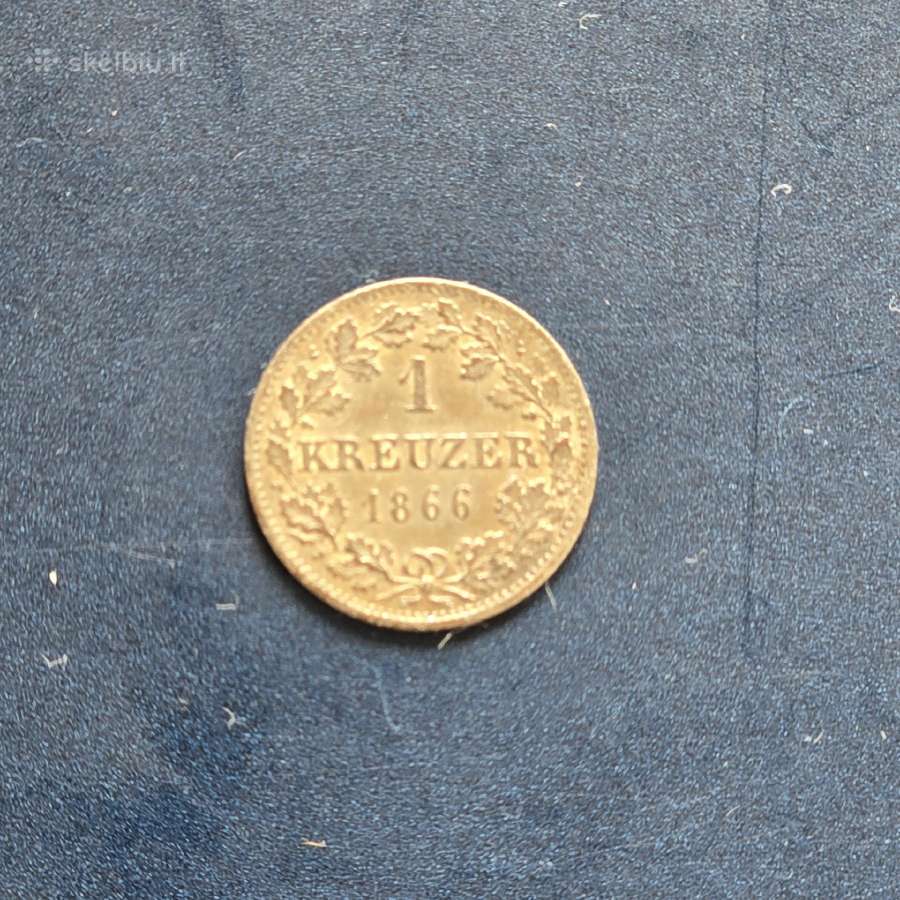 Vokietija Bavarija 1866 1 Kreuzer Ag166 - nuotraukos Nr. 2